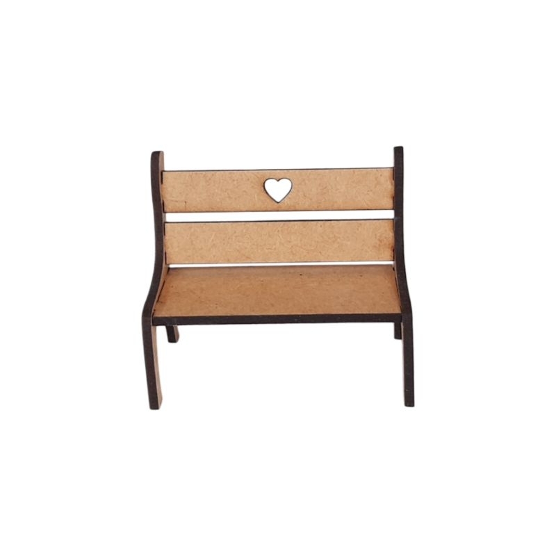 Mini Banco Jardim Coração em MDF Kit com 10 Unidades 5 cm Jardim Encantado Miniatura Decoração Artesanato