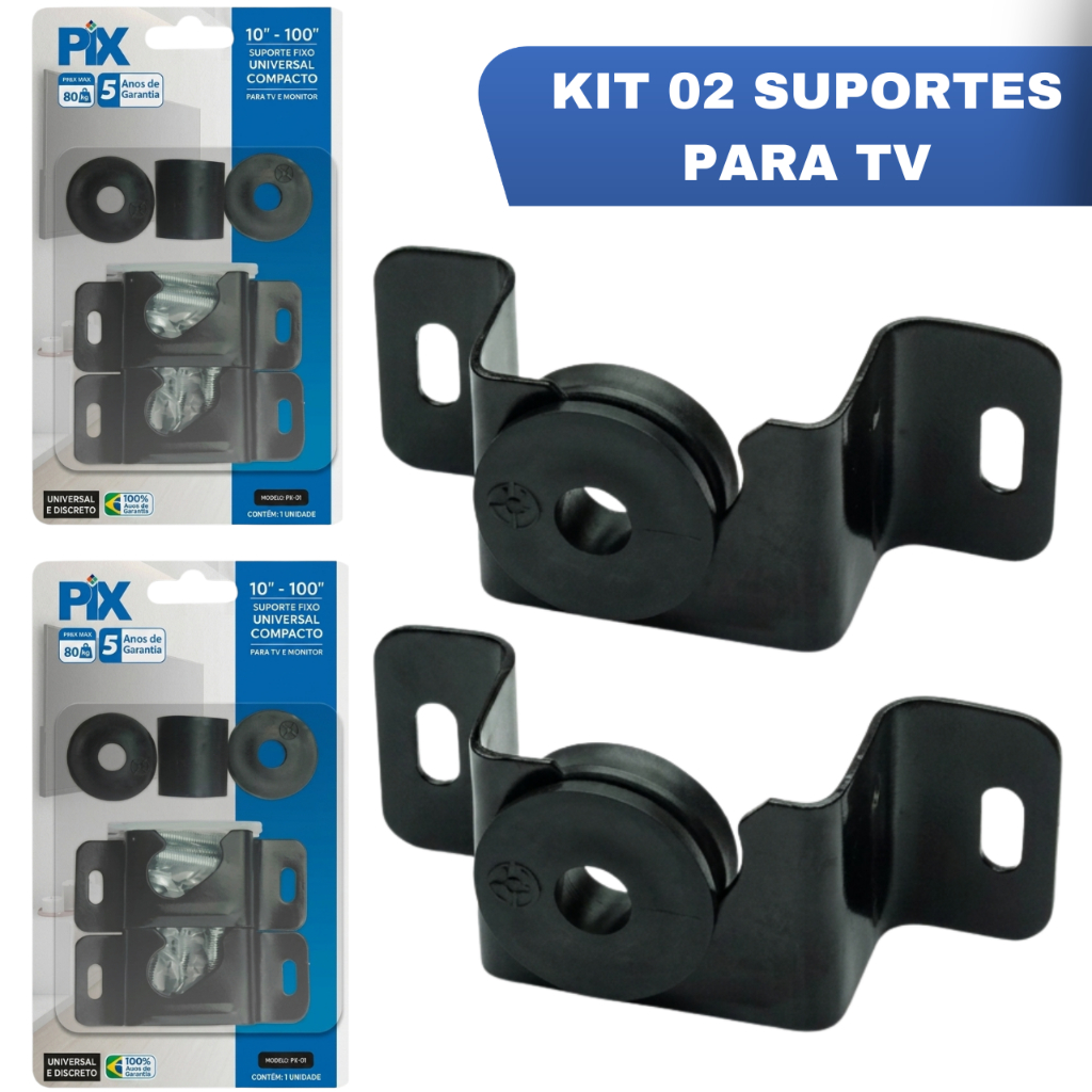 Kit 02 Suportes TV Fixo Led LCD 32 40 42 48 50 55 60 75 80 85 100 Polegadas Parede Painel Universal