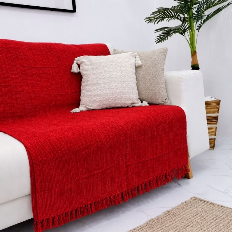Manta Decorativa Sofá Cama Casal 2,10x1,20m Luxuosa 100% Algodão Macia Quentinha Inverno