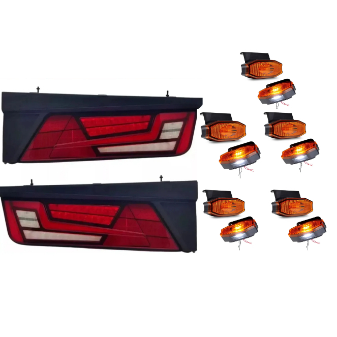 Kit Lanterna LED Randon New + 10 Lanternas Laterais Elipse Bivolt 12V 24V Caminhão Carreta Baú Sider Truck VUC