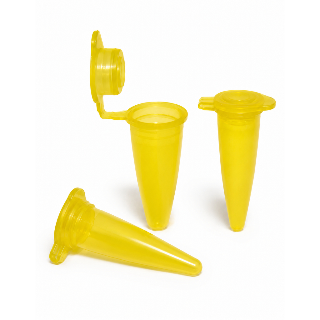 Microtubo Cônico 0,6ml Interno e 0,65ml Externo Amarelo