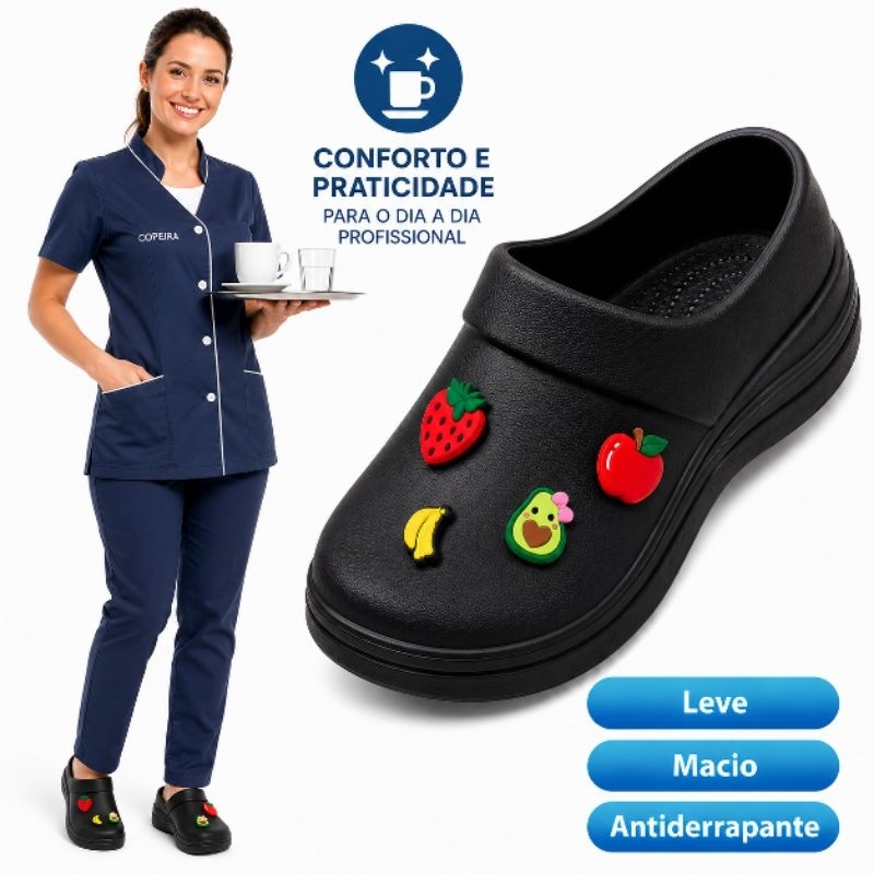 Sapato Fechado COPEIRA Yvate Nutricionista Antiderrapante Eva Cozinha Profissional EPI Confortável (Nr-32 Nutrição)