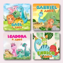 Adesivos Personalizados Dino Baby para Balde de Pipoca e Sacolinhas | 20 ou 30 Unidades