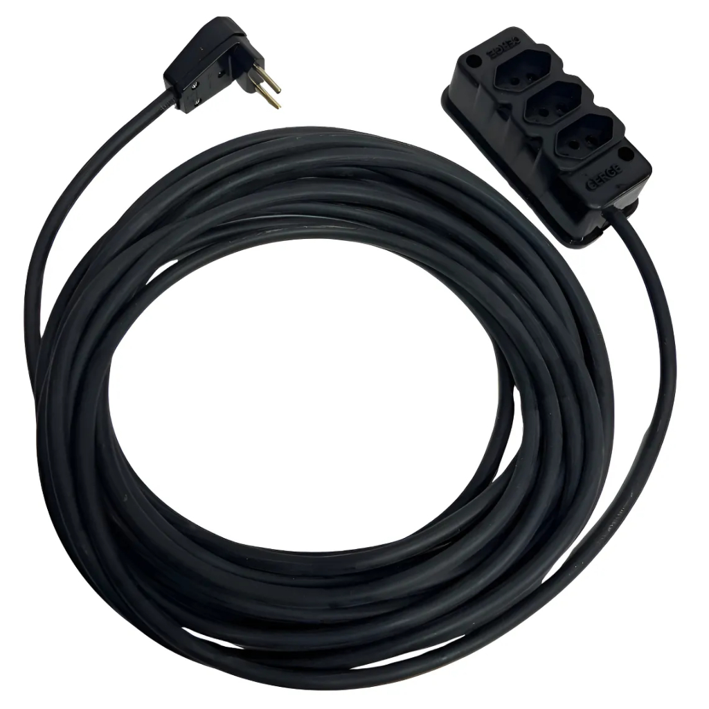 Extensão Reforçada Cabo PP 2x2,5mm Tomada Tripla de 5/10/15/20 (METROS) Bivolt Resistente