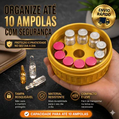 Organizador Porta Ampolas Portátil com Tampa | Estojo para 2 a 14 Ampolas de 2ml e 3ml – Opção com Abridor