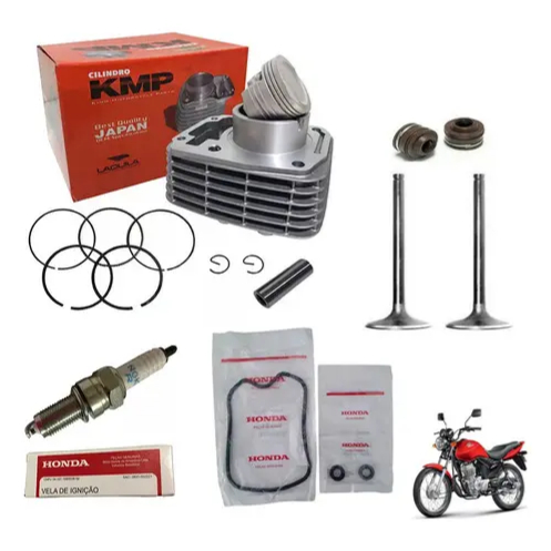 Kit Cilindro Motor Kmp Valvulas Vela Fan 125 2009 A 2018
