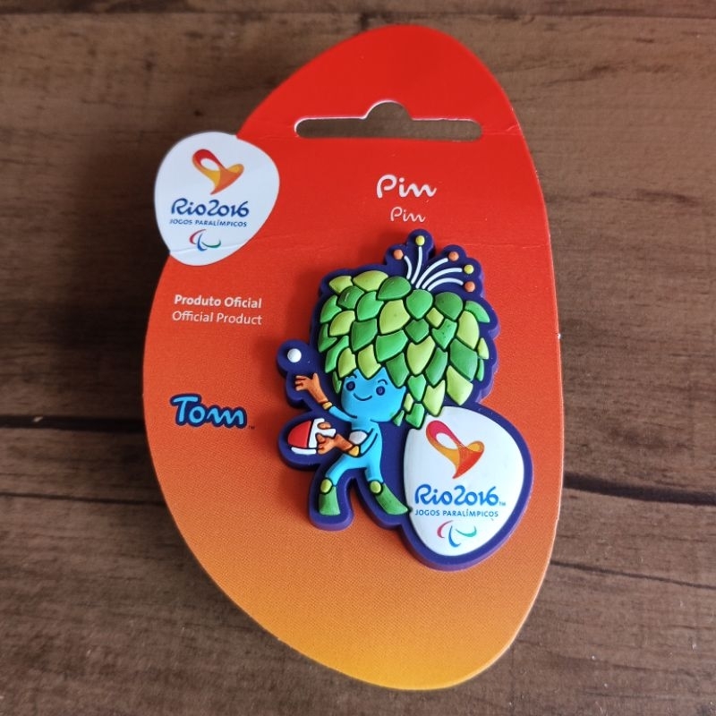 Pin Oficial Jogos Paralímpicos Rio de Janeiro 2016 - Mascote Tom (emborrachado)