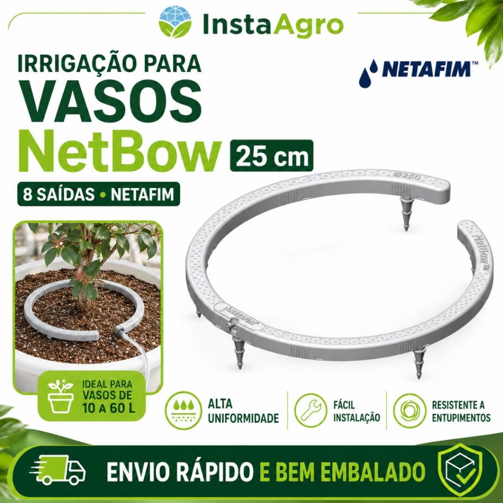 Irrigador para Vasos NetBow Netafim 25cm 8 Saídas Arco Gotejador