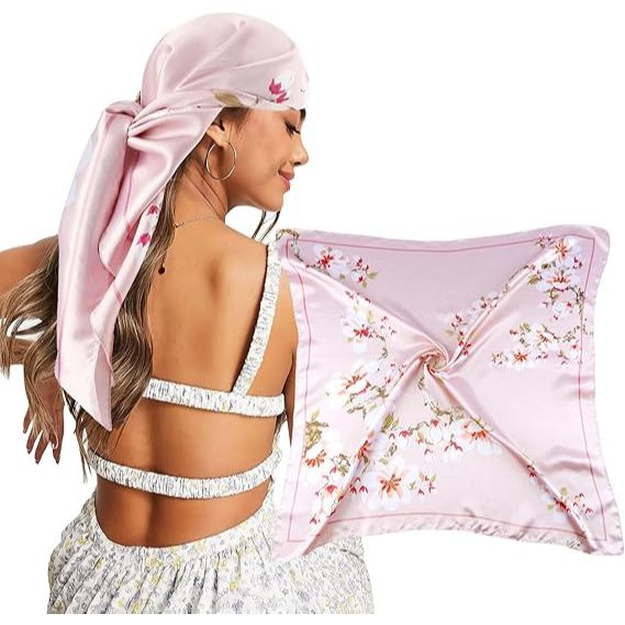 Lenço Cetim Seda Elegante Moda Bandana Feminina Moda Verão Estampas Aleatório 90cm*90cm