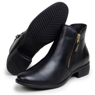Bota Moderna Feminina Design Botinha Em Couro Casual Elegante