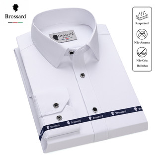 BROSSARD Camisa Social Masculina Manga Longa Slim Fit Blusa Não amassa Algodão Trabalho e…
