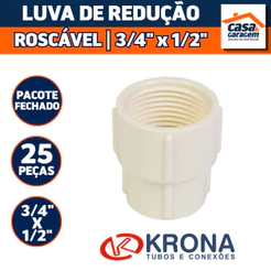 Kit Com 25 Luva Redução Roscável 3/4" X 1/2" 285 Krona