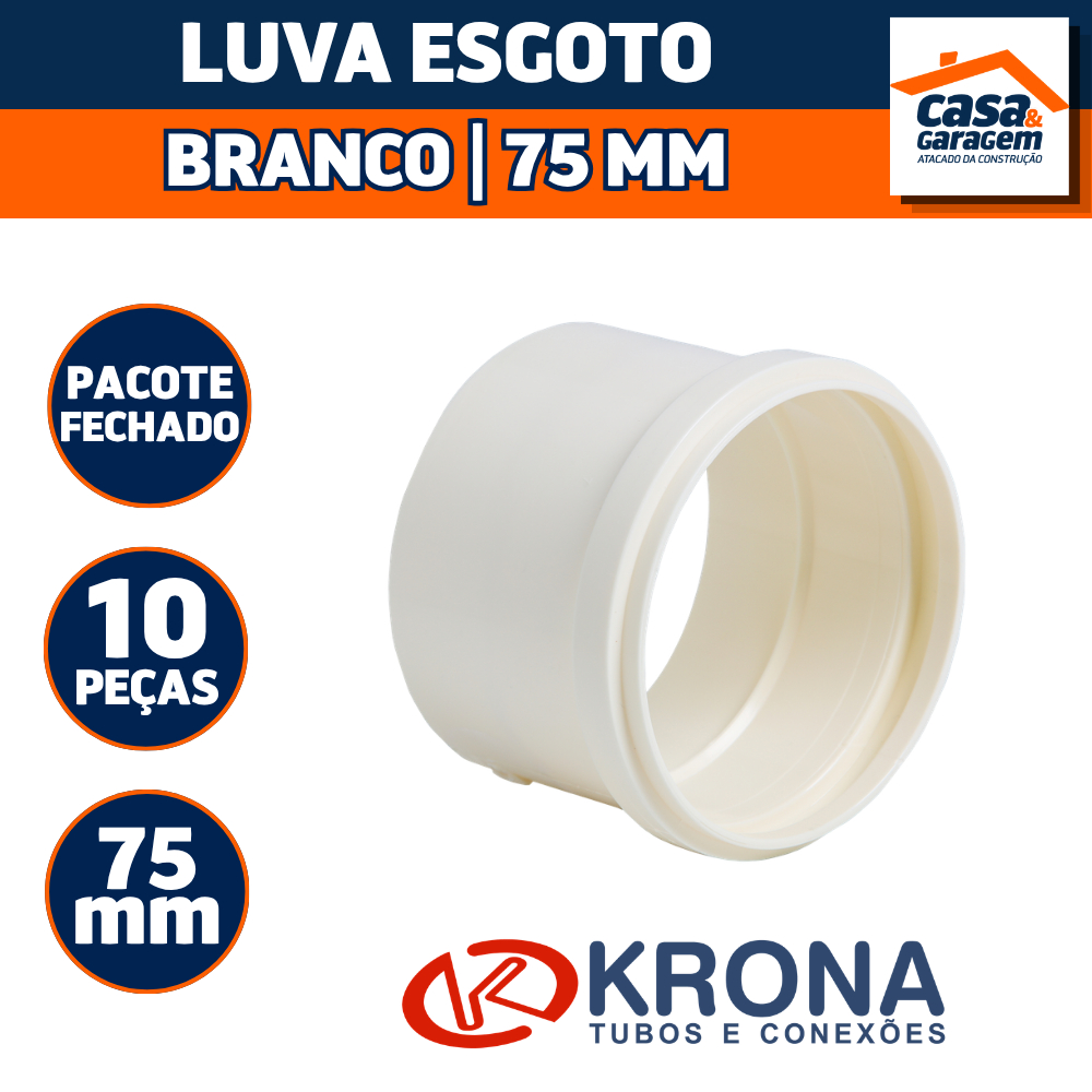 Kit Com 10 Luva Esgoto 75mm 646 Krona