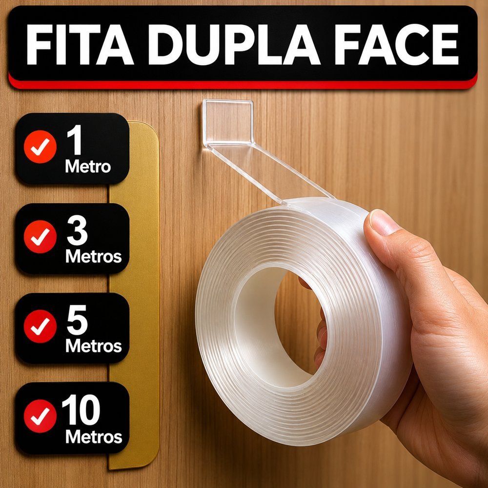Fita Dupla Face Extra Forte Transparente Adesiva Cola Para Melhoria Da Casa Resistente Parede Móvel Porta 1m 3m 5m 10m