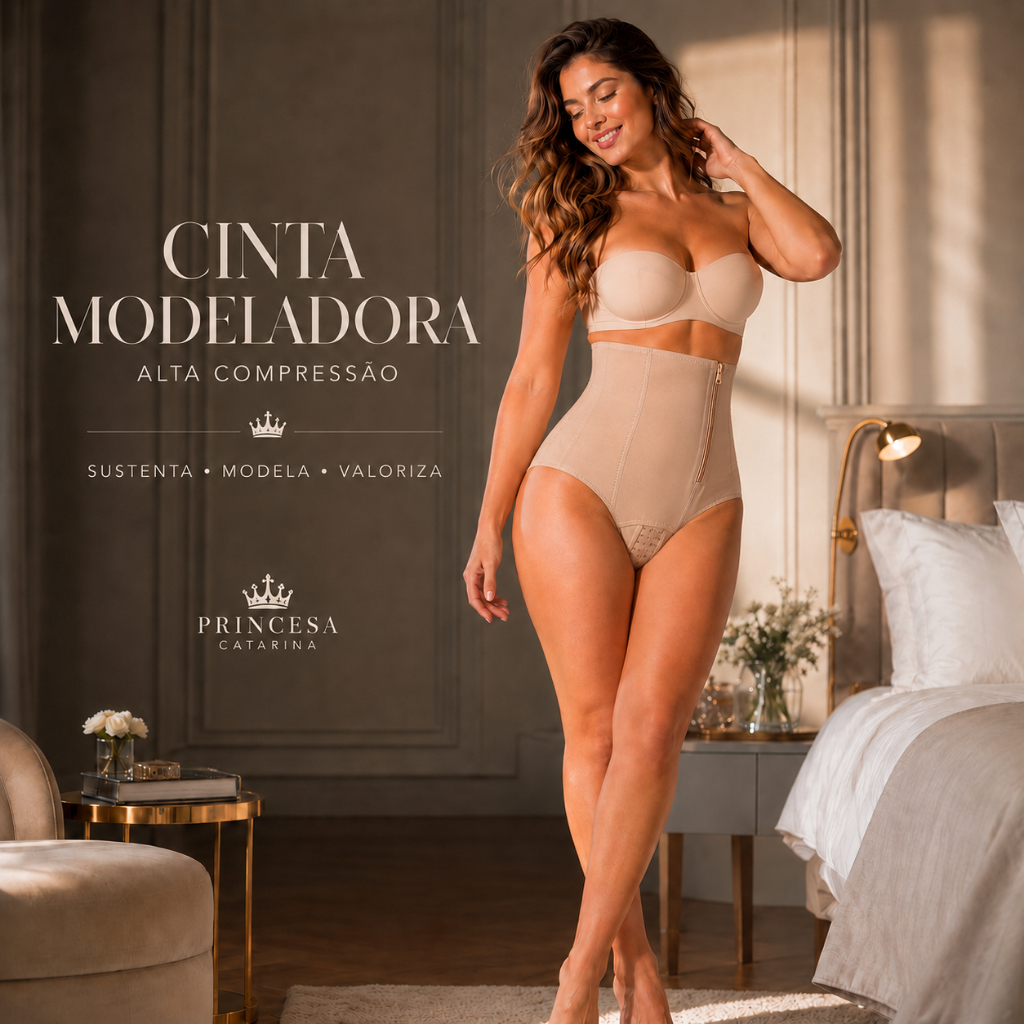 Cinta Alta Modeladora Redutora De Medidas Princesa Catarina