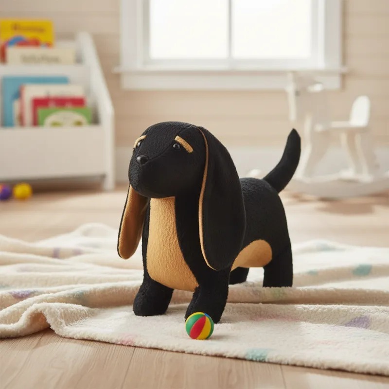 Cachorrinho Pelúcia Dashound Basset Salsicha Preto Doguinho Preto