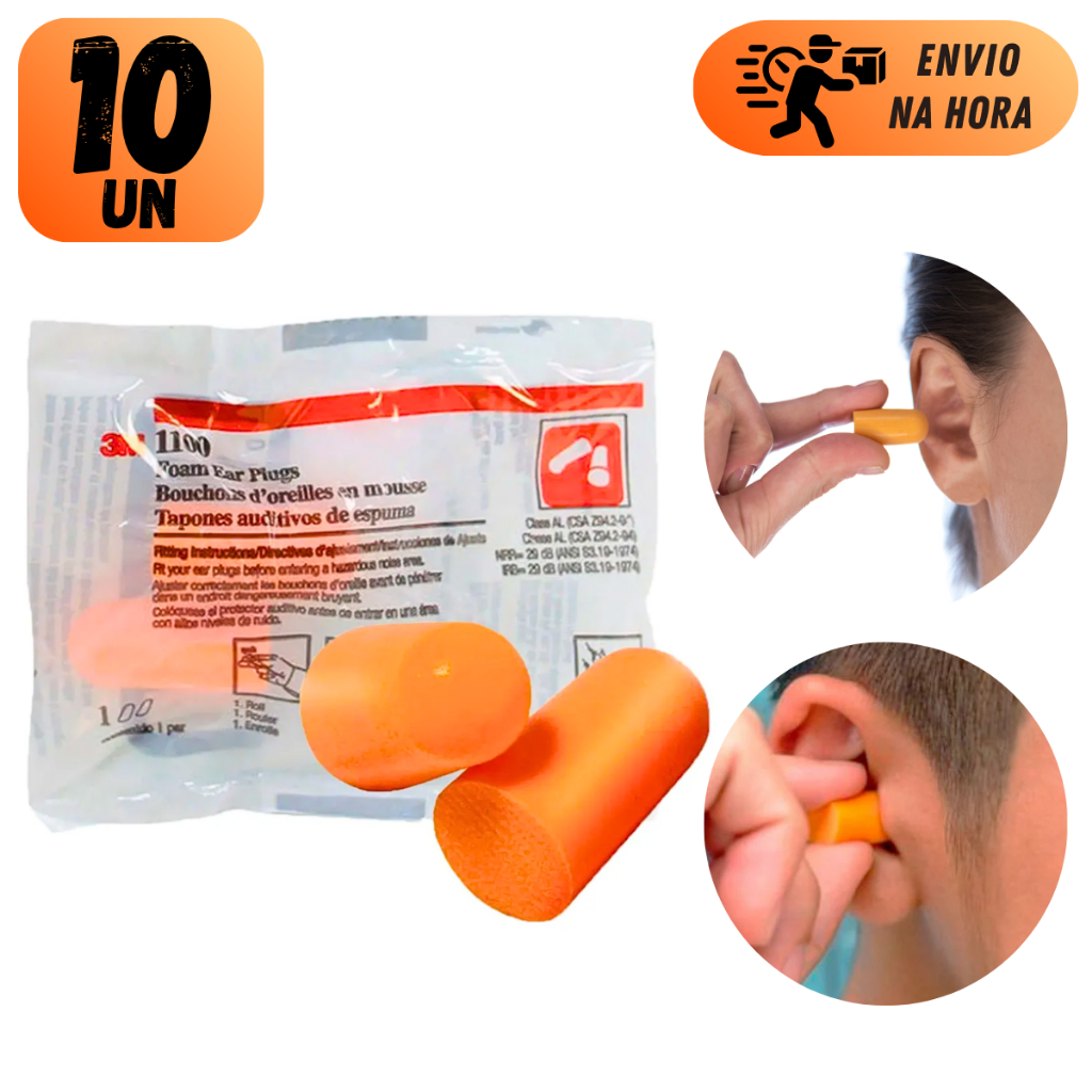 KIT 5 A 10 PROTETOR AURICULAR ABAFADOR DE RUÍDOS 3M 1100 PARA OUVIDOS SEM CORDÃO DORMIR
