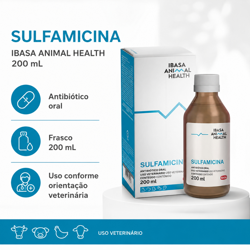 Sulfamicina Ibasa 200ml Antibiótico Oral Uso Veterinário
