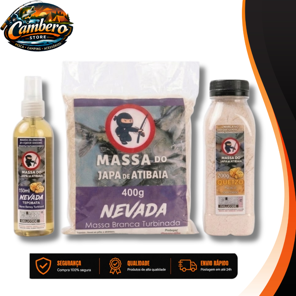 Kit Massa para Pesca Completo Isca Pesqueiro Nevada Japa Atibaia - Sabor Marvada 3itens