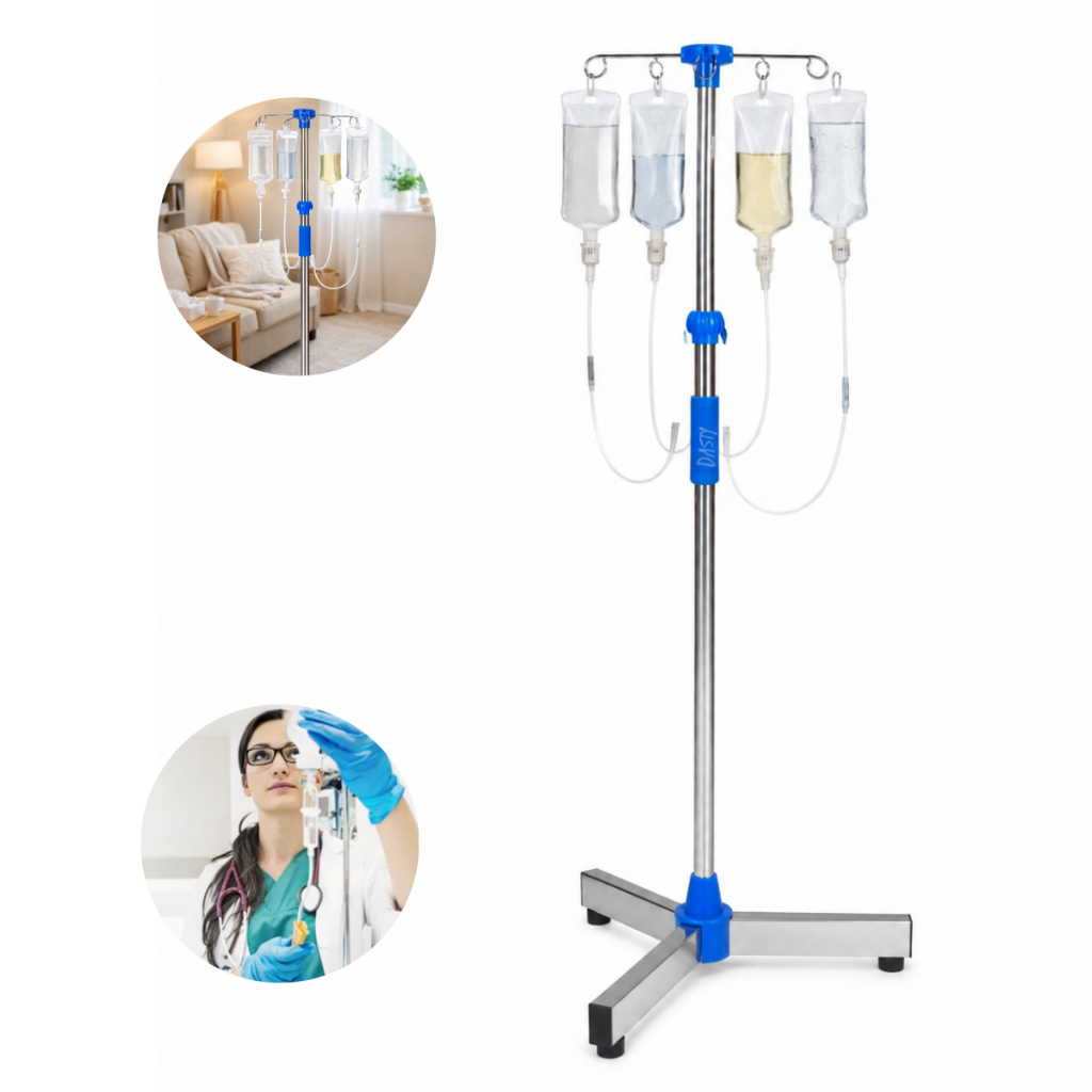 Suporte Para Soro Com Regulagem De Altura Hospital 4 Ganchos