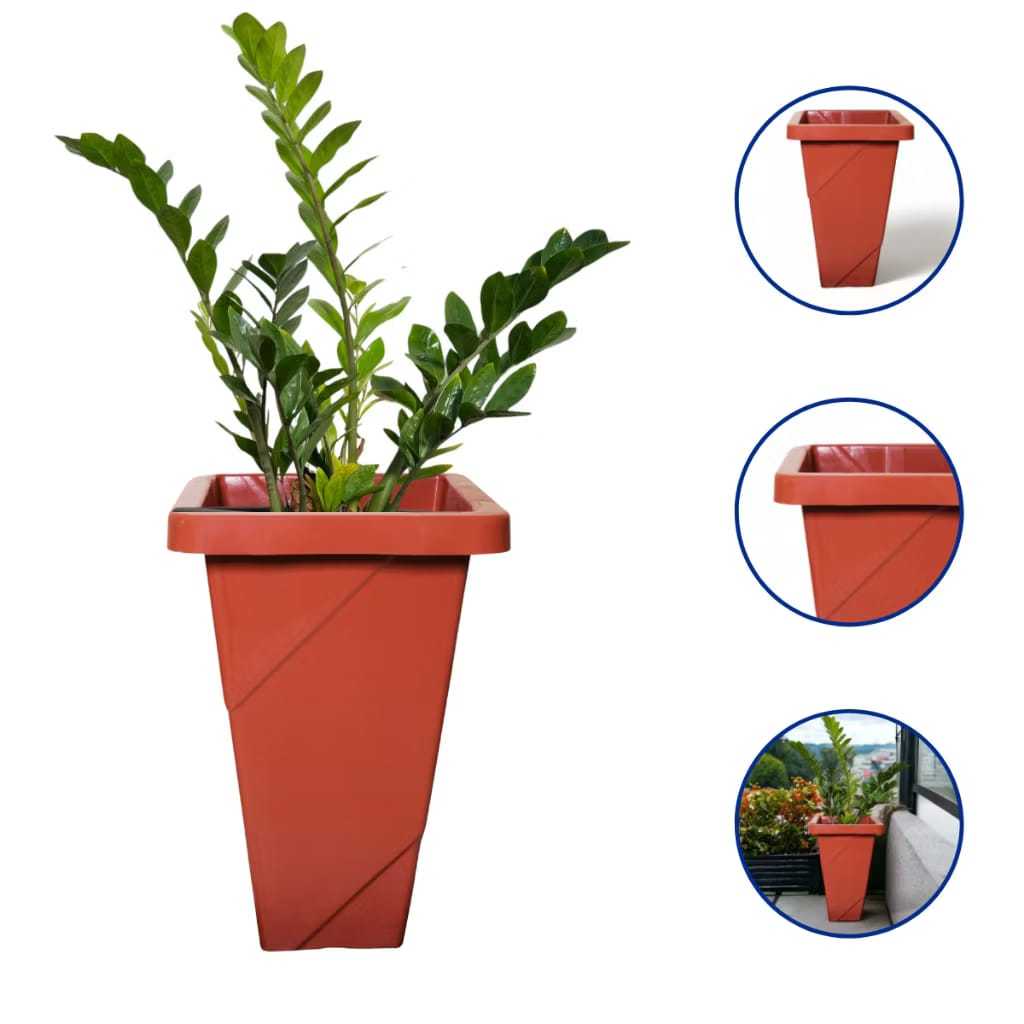 Kit Vasos Terracota 9,5 Litros Quadrado em Coluna Resistente Para Jardim Plantas Decoração