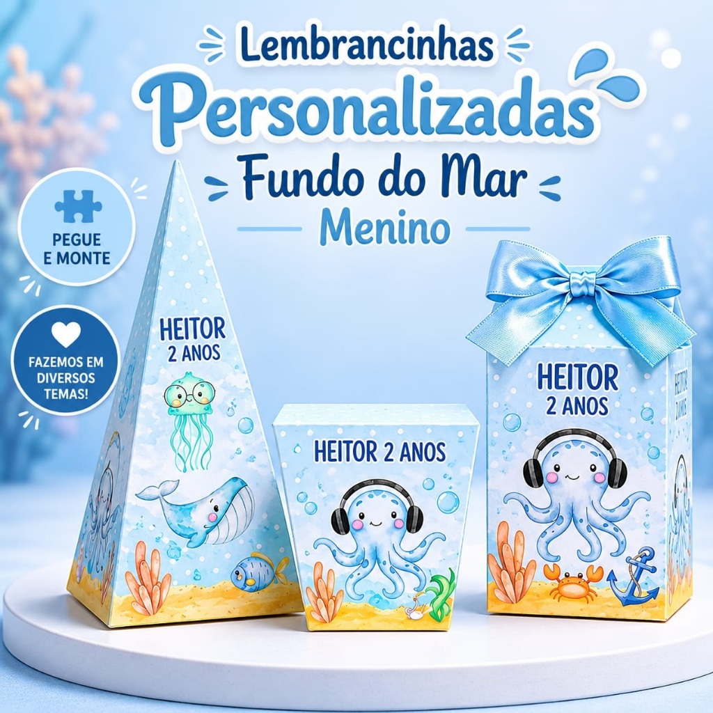 Kit Lembrancinhas Fundo do Mar Menino  - Festa Infantil - Lembrancinhas Personalizadas - Aniversário Decoração Infantil