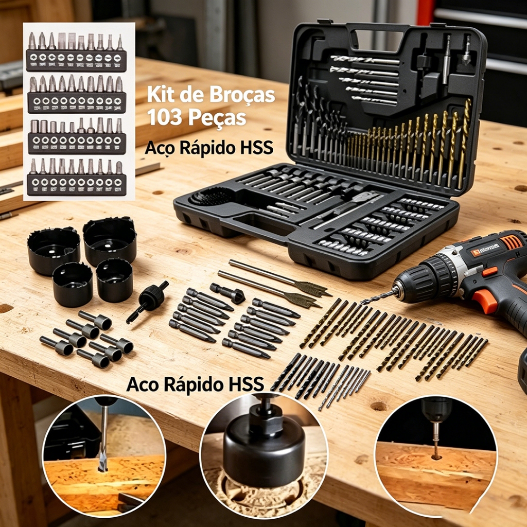 Kit 103 Peças Brocas e Ferramentas Multifuncionais - Para Reparo e Manutenção Geral