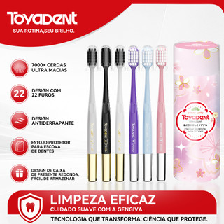 TOYADENT Escova Dental 7000+ Cerdas Ultramacias,Para Dentes Sensíveis,Kit 6 +Capa Individual