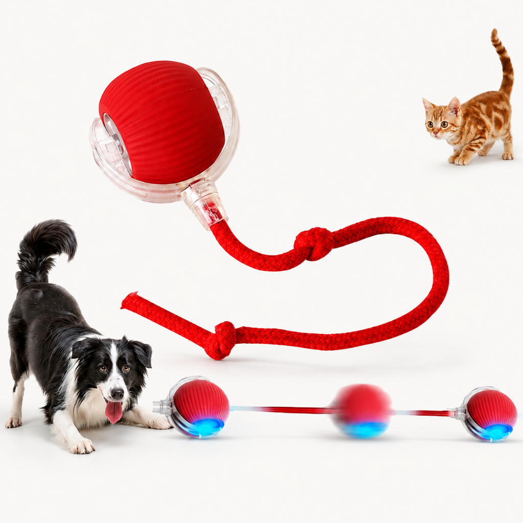 Bolinha interativa para gatos Automática/Com corda de nylon/ Recarregável