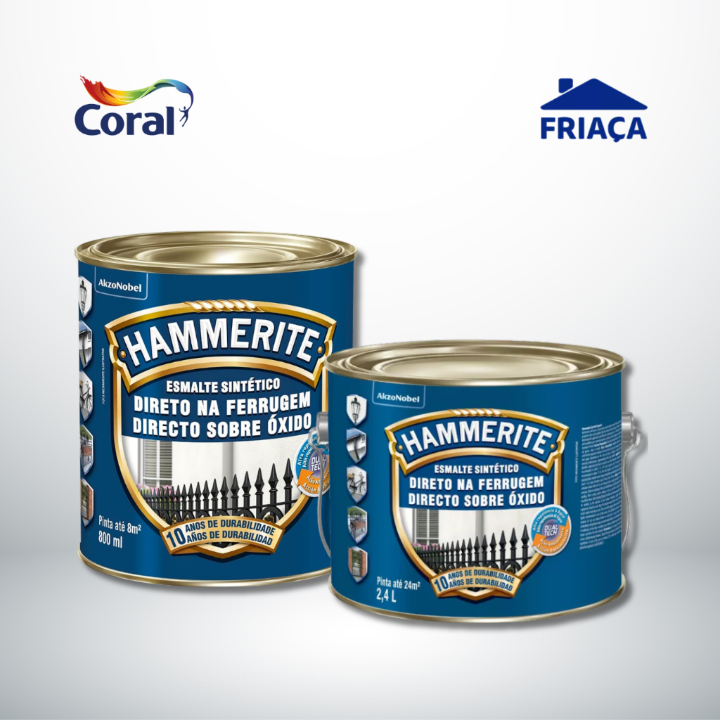 Tinta Esmalte Coral Hammerite Direto Na Ferrugem 2,4L/800ml Para Metais - Cores