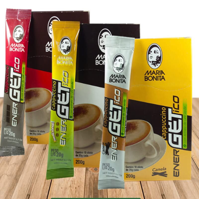 Cappuccino Energético Maria Bonita 10 Sachês Café Energético Instantâneo