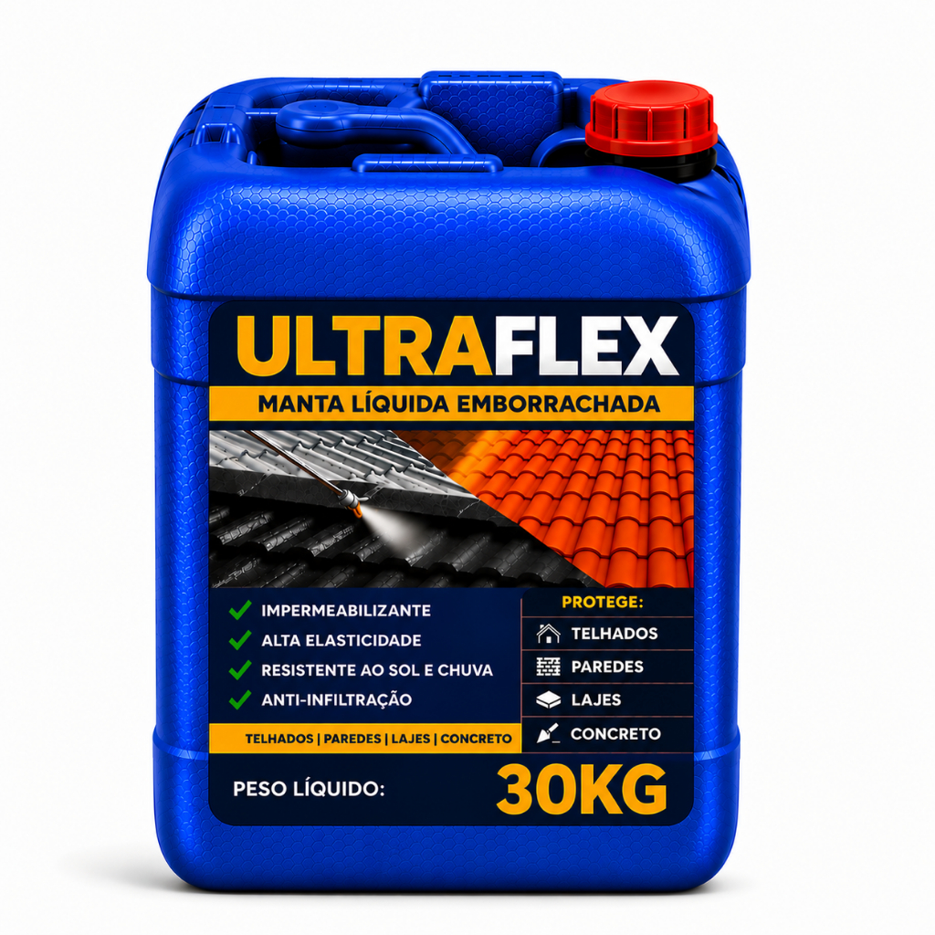 Manta Líquida Emborrachada Impermeabilizante 30KG -ULTRAFLEX Uso em Lajes Telhados Paredes - Eficaz