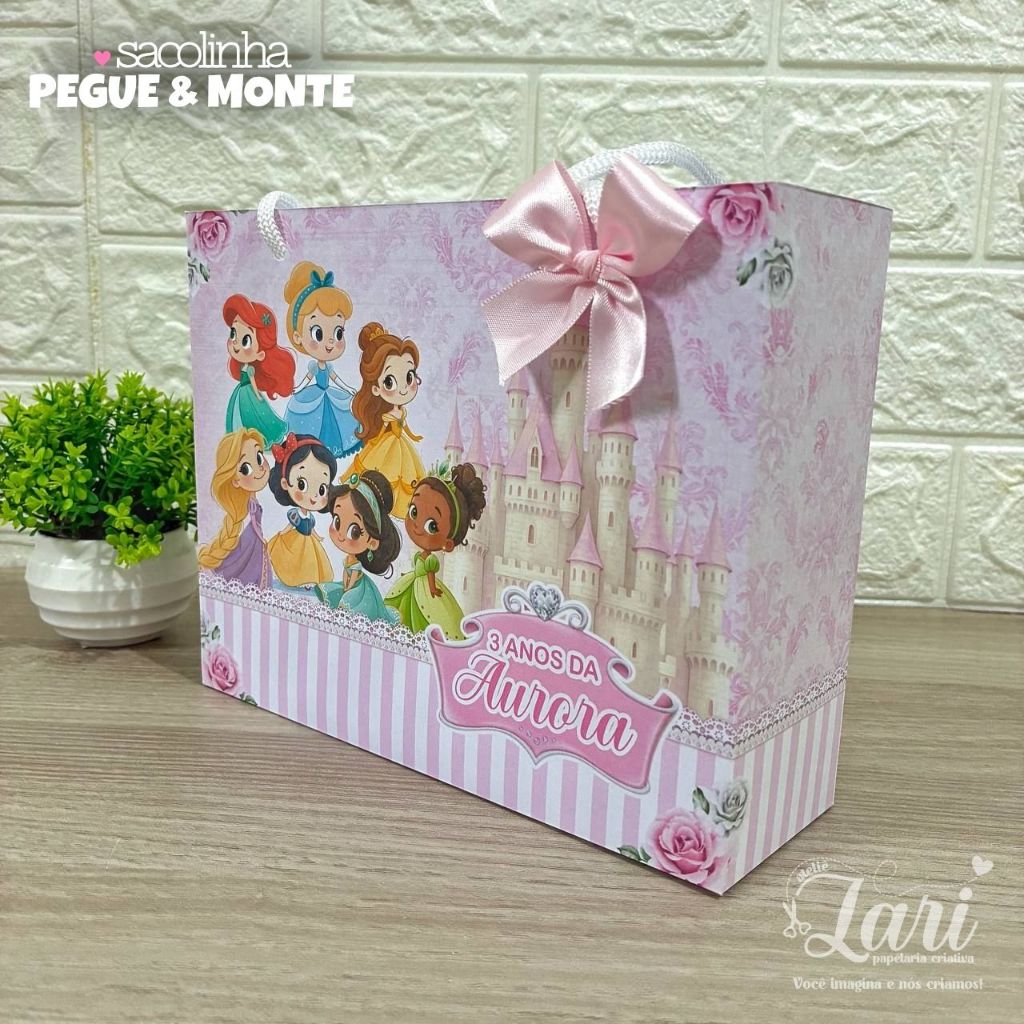 Sacolinha PRINCESAS BABY CUTE Personalizada PEGUE E MONTE | Lembrancinhas | Festa | Aniversário