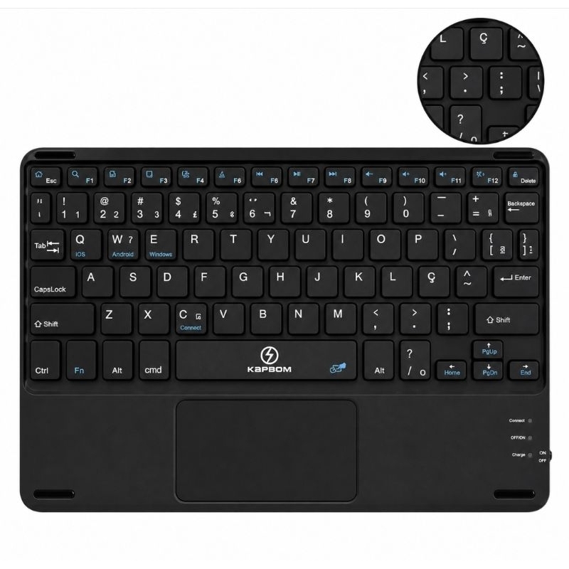 Teclado Abnt Com Touchpad Para Tablet Samsung S9 Fe Plus X616 S6 S7 S9 Lite A8 A9 Ipad 6 7 8 9