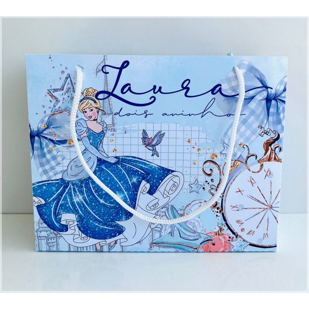 sacolinha personalizada cinderela-lembrancinha personalizada-festa personalizada-aniversario personalizado