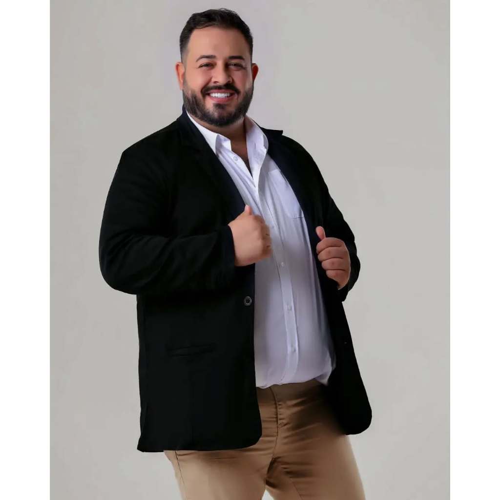 Blazer Plus Size Masculino Alfaiataria Sarja Corte Italiano Elastano