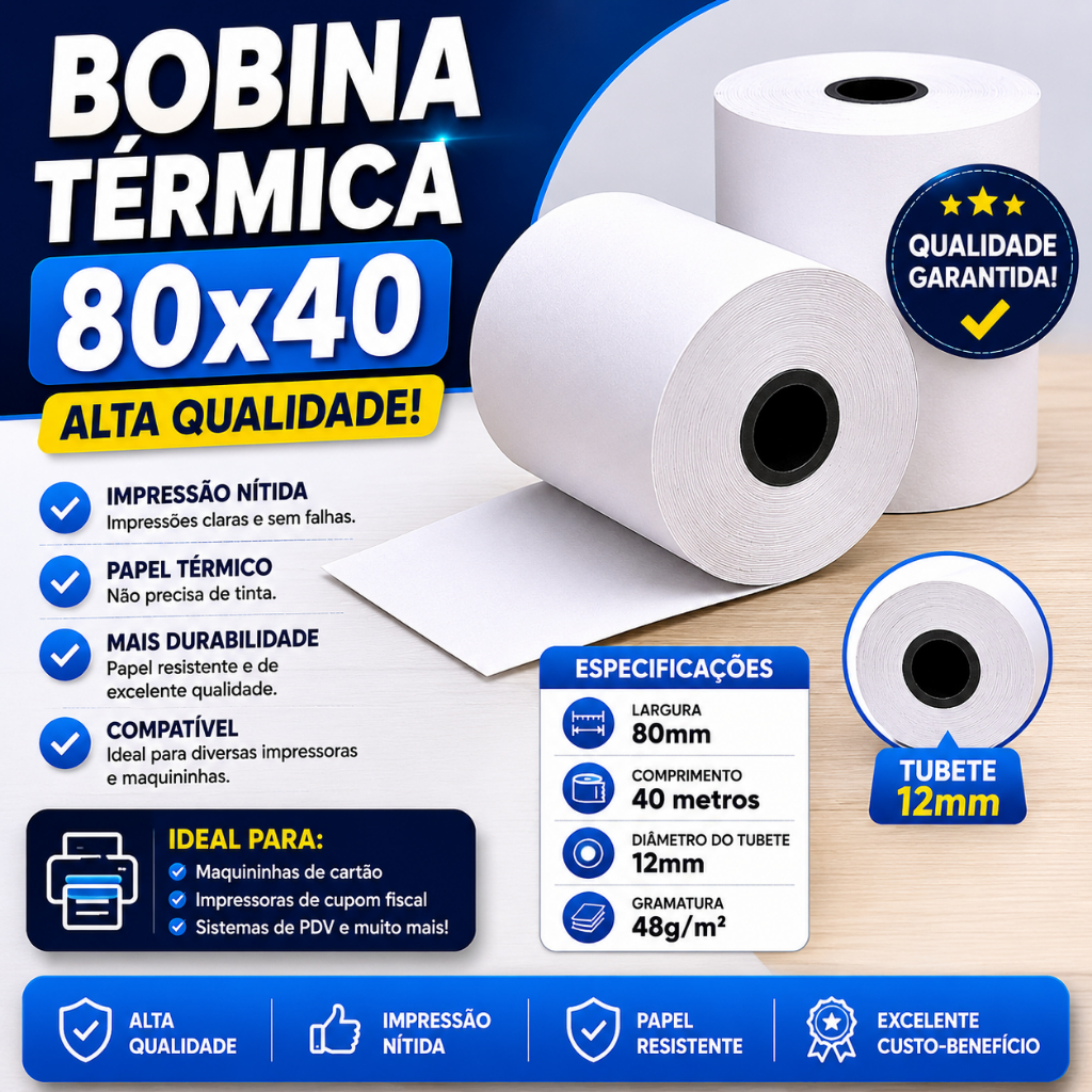 BOBINA TERMICA 80X40M-BRANCA