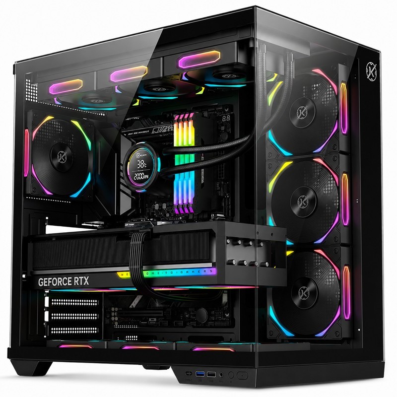 Gabinete Gamer Kalkan Skye Aquário ATX Preto Vidro Temperado USB 3.0 Suporte Water Cooler 360mm