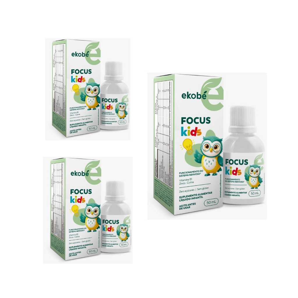 Kit 3x Focus Kids Sabor Tutti-Frutti 50ml Ekobé