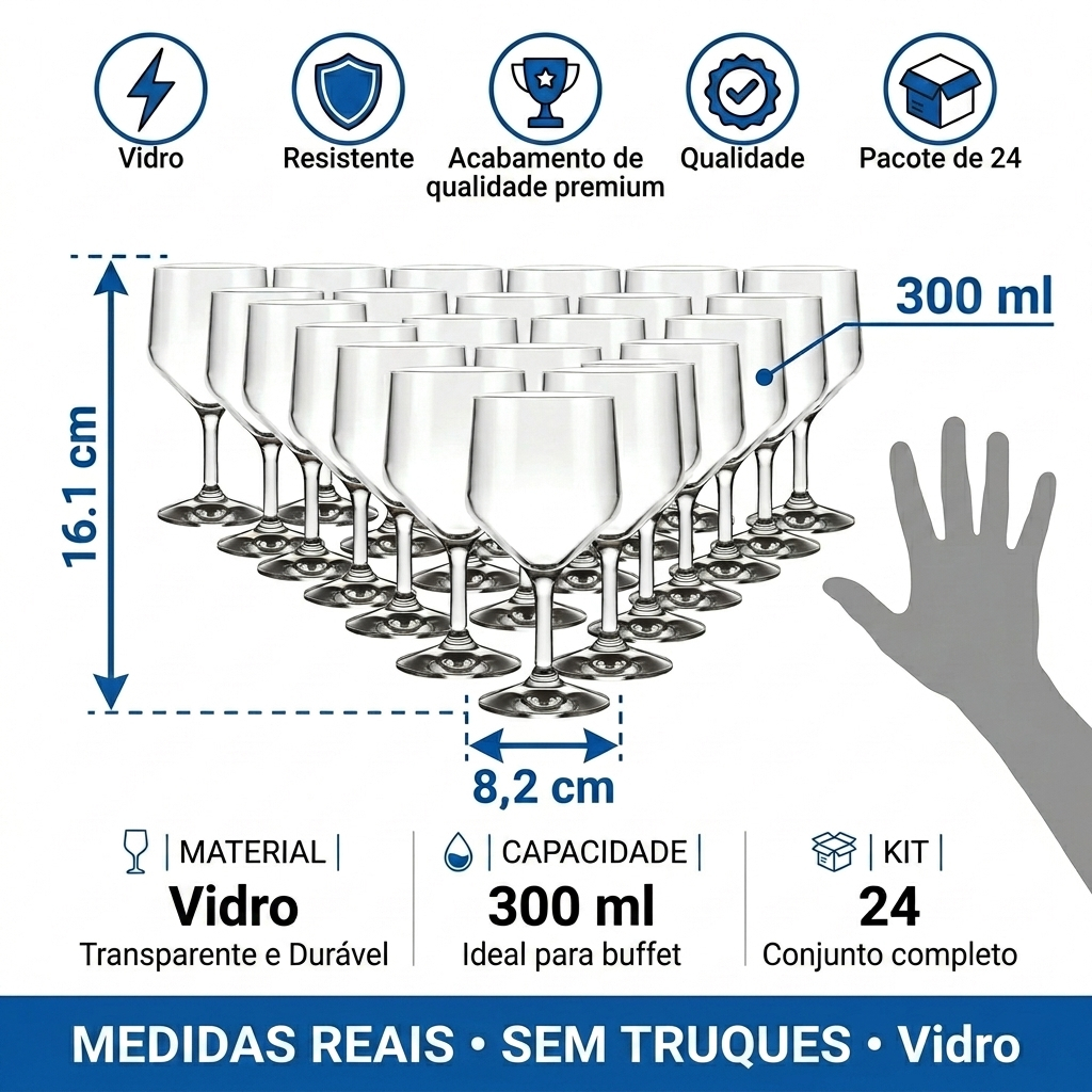 Kit Jogo de 24 Taças Multiuso Para Buffet muito elegante SM 300ml A Pronta Entrega — imagem 2 de 2