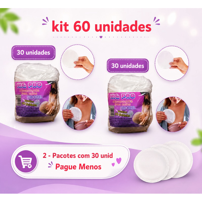 KIT  60 Unidades  Absorvente Para Seios