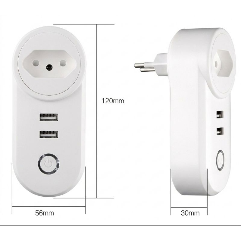 Tomada Inteligente Wifi Smart Plug Para Controle De Aparelho Cor Branco