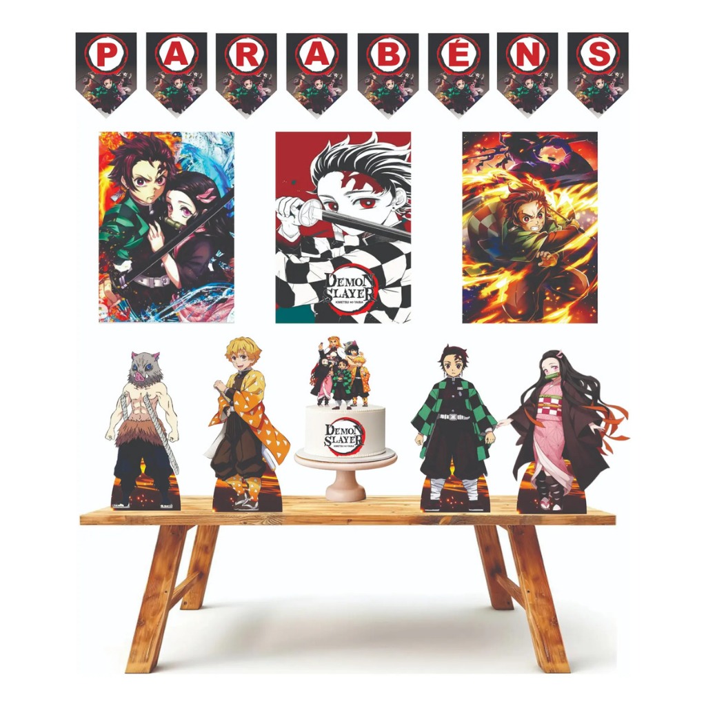 Kit festa em casa personalizado fazemos todos os temas Demon Slayer