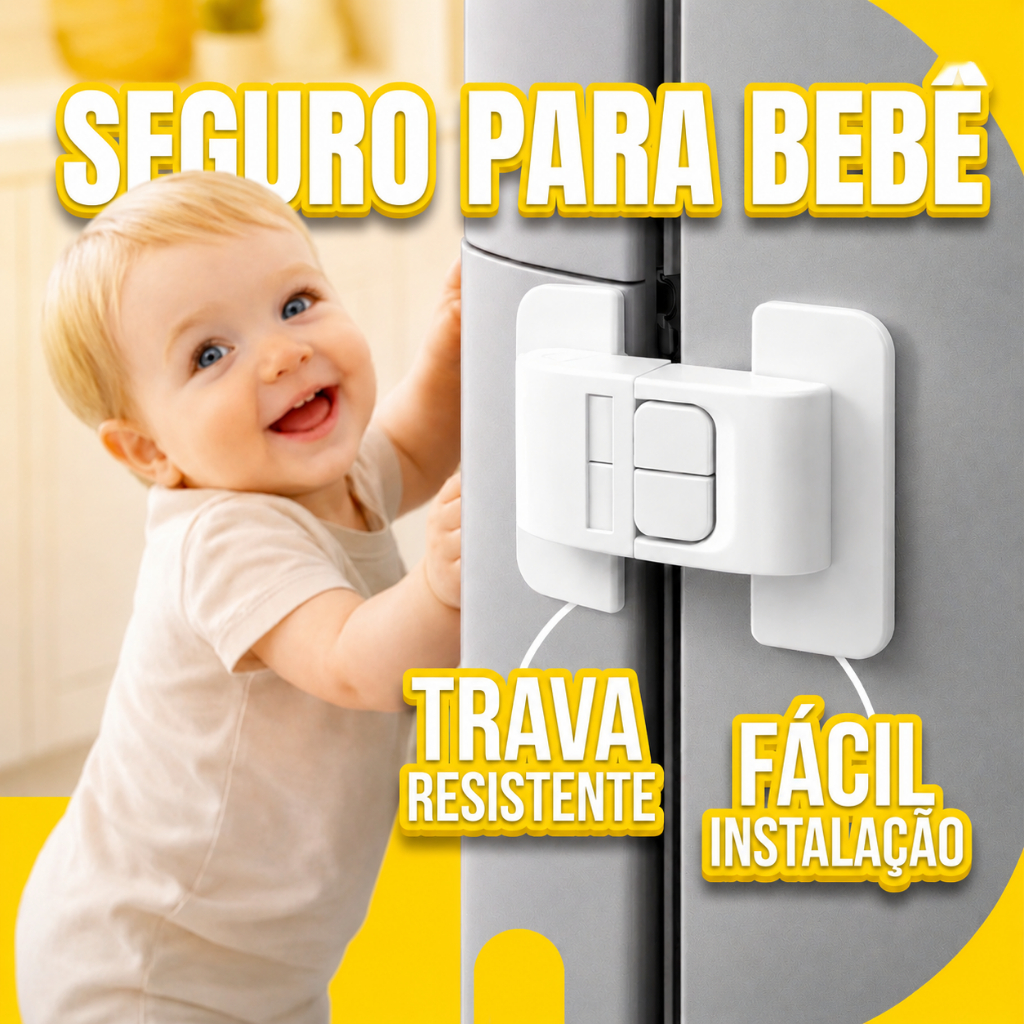 Trava para Porta de Geladeira Ordene Protetor Segurança Criança Proteção Bebê Antiapertura