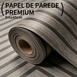 Papel de Parede Autoadesivo 3D Ripado Marrom 5m x45cm Impermeável Lavável para Sala Quarto Decoração Casa