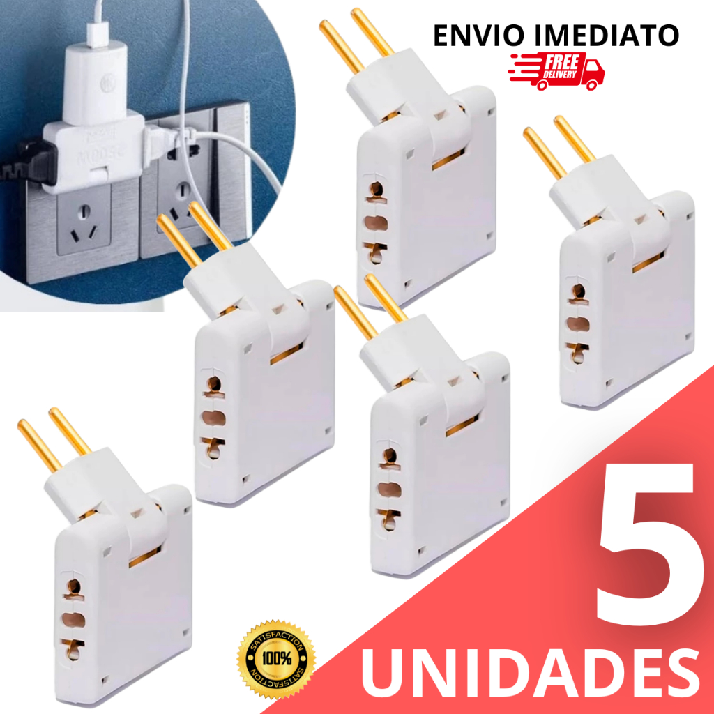 Adaptador Tomada Dobravel Articulado benjamin 10A Resistente Bivolt universal resistente Deslocado T