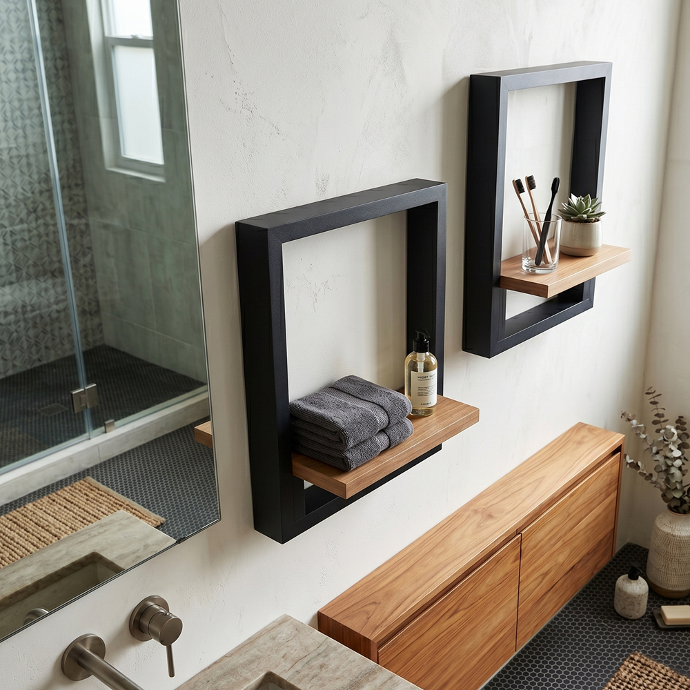 KIT 2 Quadros Nicho Prateleira MDF 30X23cm Decoração