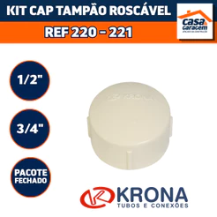 Kit 30und Cap Tampão Roscável 1/2" ou 3/4" Krona Tampa Rosca Conexão Hidráulica PVC