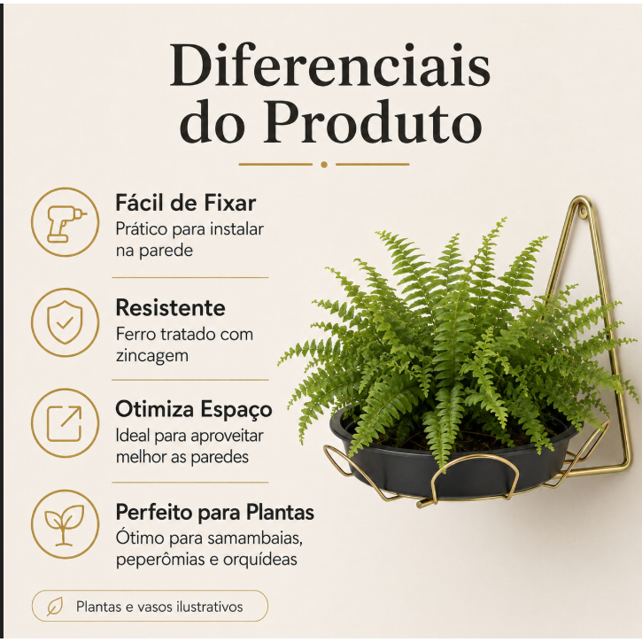 Suporte Parede Prato Pendurar Vaso Plantas Suporte Parede Pendurar — imagem 2 de 2