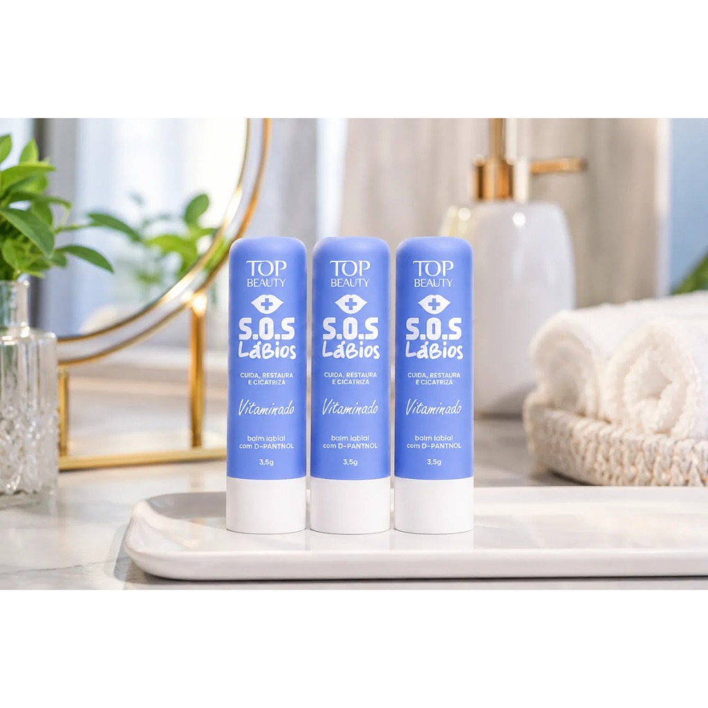 Kit 3 Balm Labial Regenerador Proteção Contra Ressecamento Protetor Para Boca